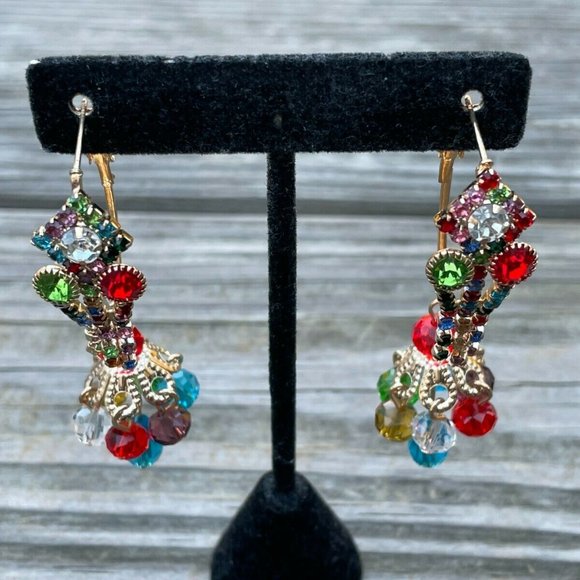 Christmas Earrings Multi Color beads Crystals Fashion Women Ear Jewelry - Picture 3 of 9